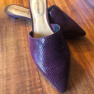 Deep Purple Snakeskin Print Pointed Mules